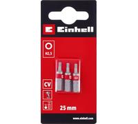 Einhell - Brocas estándar de 3 piezas, 25 mm, hexagonales 2,5 (cromo vanadio, tornillos precisos, buen control, anillo de color rojo, vástago C 6.3)