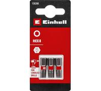 Einhell - Brocas estándar de 3 piezas, 25 mm, hexagonales 8 (cromo vanadio, tornillos precisos, buen control, anillo de color rojo, vástago C 6.3)
