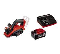 Einhell Cepillo con batería TE-PL 18/82 Li-Solo Power X-Change (18 V, iones de litio, profundidad de pasada hasta 2 mm, gran eje de cuchilla, zapata de sujeción automática,)+ Starter Kit 5,2Ah