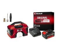 Einhell Compresor Híbrido Pressito Power X-Change (Li-Ion, con cable de corriente o batería recargable; incluye conjunto) + 4512042 Kit con Cargador y batería de repuest, tiempo de carga: 60 Minutos