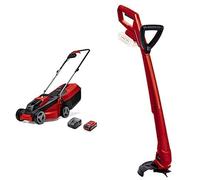 Einhell Cortacésped a batería GE-CM 18/30 Li Kit Power X-Change (18V, ancho de corte 30cm, hasta 150m², Brushless, bolsa 25L, altura de corte 30-70mm, batería 3Ah y cargador) + Cortabordes a Bateria