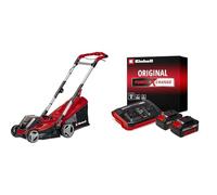 Einhell Cortacésped a batería - GE-CM 36/34-1 Li- Power X-Change - 36 V, 33.5 cm Ancho de Corte, Ajuste de Altura de Corte Central de 5 Niveles. Incluye 2 baterías de 4,0Ah y Cargador Doble
