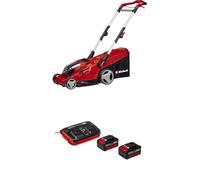 Einhell Cortacésped a batería GE-CM 36/41 Li-Solo Power X-Change (36 V, 41 cm Ancho de Corte, hasta 500 m², Brushless, 50L Bolsa recolectora, 25-75 mm Altura de Corte,) + Twinpack 4 Ah