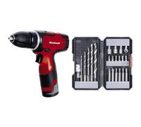 Einhell destornillador inalámbrico - TH-CD 12-2 Li - 12V, 1.3Ah, 24Nm, parada rápida, agarre suave, caja de cambios de 2velocidades,20 pasos de par, bloqueo del eje, estuche y cargador + set de brocas