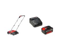 Einhell Escarificador con batería GC-SC 18/28 Li-Solo Power X-Change (iones de Li, rodillo de cuchillas de 28 cm, ajuste de profundidad de trabajo de 3 niveles, con batería 4 Ah y cargador)