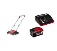 Einhell Escarificador con batería GC-SC 18/28 Li-Solo Power X-Change (Iones de Li, Rodillo de Cuchillas de 28 cm, Ajuste de Profundidad de Trabajo de 3 Niveles,)+ Starter Kit 5,2Ah