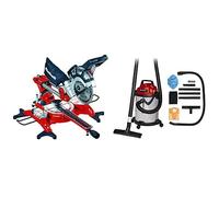 Einhell Ingletadora TC-SM 2131/1 Dual (máx. 1.800 W, 4.900 min-1, función de tracción integrada, tope de pieza, dispositivo de sujeción, incl. hoja de sierra de carburo de tungsteno, láser) +Aspirador