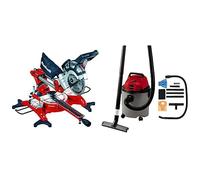 Einhell Ingletadora TC-SM 2131/1 Dual (máx. 1.800 W, 4.900 min-1, función de tracción integrada, tope de pieza, dispositivo de sujeción, incl. hoja de sierra de carburo de tungsteno, láser) +Aspirador