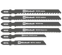 Einhell - Juego de 10 hojas de sierra de calar (accesorios para sierra de calar, mango en T, para madera y metal, incluye caja de almacenamiento)
