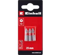 Einhell - Juego de 3 puntas estándar de 25 mm, PZ2 (cromo vanadio, tornillos precisos, buen control, anillo de color rojo, vástago C 6.3)