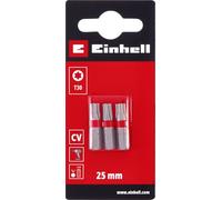 Einhell - Juego de 3 puntas estándar de 25 mm, T30 (cromo vanadio, tornillos precisos, buen control, anillo de color rojo, vástago C 6.3)