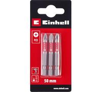 Einhell - Juego de 3 puntas estándar de 50 mm, PZ2 (cromo vanadio, tornillos precisos, buen control, anillo de color rojo, vástago E 6.3)
