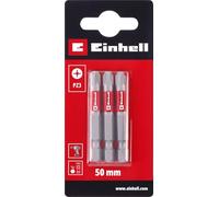 Einhell - Juego de 3 puntas estándar de 50 mm, PZ3 (cromo vanadio, tornillos precisos, buen control, anillo de color rojo, vástago E 6.3)