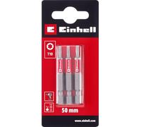 Einhell - Juego de 3 puntas estándar de 50 mm, T10 (cromo vanadio, tornillos precisos, buen control, anillo de color rojo, vástago E 6.3)