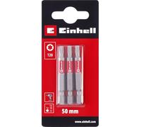 Einhell - Juego de 3 puntas estándar de 50 mm, T20 (cromo vanadio, tornillos precisos, buen control, anillo de color rojo, vástago E 6.3)