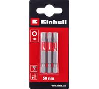 Einhell - Juego de 3 puntas estándar de 50 mm, T40 (cromo vanadio, tornillos precisos, buen control, anillo de color rojo, vástago E 6.3)