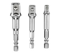 Einhell - Juego de adaptadores (3 piezas, 65/72 mm, 1/4", 3/8" y 1/2", cromo vanadio, alta resistencia al desgaste, vástago E 6.3)