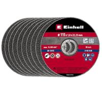 Einhell - Juego de discos de corte finos, 115 x 1,0 mm (accesorios para amoladora angular, 10 piezas, diámetro 115 x 1,0 x 22,23 mm, máx. 13.300 min-1, extrafino para poca pérdida de material)