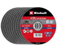 Einhell - Juego de discos de corte finos, 125 x 1,0 mm (accesorios para amoladora angular, 10 piezas, diámetro 125 x 1,0 x 22,23 mm, máx. 12250 min-1, extrafino para poca pérdida de material)
