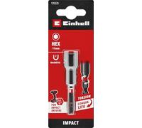 Einhell - Llave de vaso hexagonal magnética de impacto con vástago de 1/4" E 6.3, 11 mm (cromo vanadio, zona de torsión, imán permanente, anillo de color rojo)