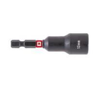 Einhell - Llave de vaso hexagonal magnética de impacto con vástago de 1/4" E 6.3, 13 mm (cromo vanadio, zona de torsión, imán permanente, anillo de color rojo)
