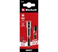 Einhell - Llave de vaso hexagonal magnética de impacto con vástago de 1/4" E 6.3, 7 mm (cromo vanadio, zona de torsión, imán permanente, anillo de color rojo)