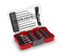 Einhell M-CASE original de 39 piezas (brocas de 25 mm, taladro para metal, taladro universal, portabrocas de 60 mm, llave de vaso, avellanador con caja de almacenamiento