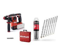 Einhell Martillo percutor a batería HEROCCO Power X-Change, Li-Ion, 18 V, 2.2 Joule, 18 Nm, motor sin escobillas, mecanismo impacto neumático, toma SDS+, in box + Juego de 7 brocas