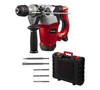 Einhell Martillo perforador, 1250 W, 3.5 J, diámetro 32 mm, soporte SDS Plus, tope de profundidad metálico, 3 brocas, 2 cinceles, maletín, Color Rojo/Negro, 340 x 135 x 345 mm