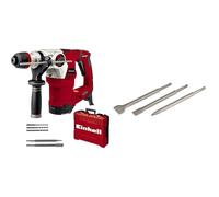 Einhell Martillo perforador TE-RH 32 4F Kit (1250 W, 5 J, perforación + perforación con impacto + cincelado con/sin fijación, incl. maletín E-Box, 3 brocas, 2 cinceles) + Set de cinceles SDS
