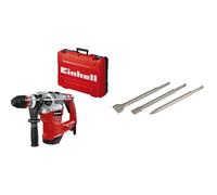 Einhell Martillo perforador TE-RH 38 3F 1050W, intensidad de impacto 9J, recepción SDS-Max, tope de profundidad de perforación de metal, potencia de perforación 38mm en hormigón + Set de cinceles SDS
