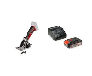 Einhell Minisierra circular manual a batería - TE-CS 18/89 Li Power X-Change 18 V, Iones de Li tio, Ø89 x Ø10 mm hoja, incluye hoja de sierra de metal, 1 batería de 2.5Ah y cargador individual