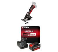 Einhell Minisierra circular manual a batería - TE-CS 18/89 Li- Power X-Change - 18 V, Iones de litio, Ø89 x Ø10 mm hoja, incl. hoja de sierra de metal. Incluye 1 batería de 4.0Ah y cargador individual