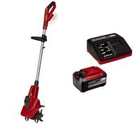 Einhell Motoazada con batería, 18 V, Iones de Li, regulación de Velocidad, Cuchilla escarificadora, Agarre Adicional, Color Rojo/Negro+ Starter Kit 5,2Ah