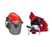 Einhell Original Casco de Seguridad Forestal + Afilador de Cadenas de Motosierra