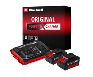 Einhell Original Starter Kit 2X 4 Ah batería y Twincharger (Iones de Litio, 18 V, Adecuado para Todos los aparatos Power X-Change)