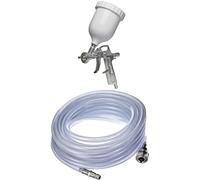 Einhell Pistola pintura con deposito superior, capacidad de 0,6 l, metálico y blanco (ref.4133000) + Manguera de compresor (10m, con compresores de 6 mm)