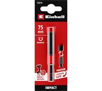Einhell - Portapuntas magnético original de impacto con vástago de 1/4" E 6.3, 75 mm (cromo vanadio, zona de torsión, casquillo de acero inoxidable, imán permanente, anillo de color rojo)