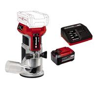Einhell Professional Fresa de cantos con batería TP-ET 18 Li BL-Solo Power X-Change (18V, 40 mm altura de carrera, motor sin escobillas,)+ Starter Kit 5,2Ah