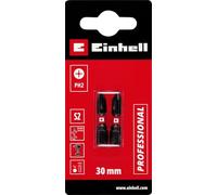 Einhell - Puntas de impacto de doble torsión (2 piezas, 30 mm, PH2, acero S2, alta durabilidad, doble efecto torsión, anillo de color rojo, mango C 6.3)