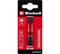 Einhell - Puntas de impacto de doble torsión (2 piezas, 60 mm, acero S2, alta durabilidad, doble efecto torsión, anillo de color rojo, vástago E 6.3)
