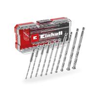 Einhell S-Case - Juego de 10 brocas para mampostería (según DIN 10083-2 de acero para herramientas, vástago E 6.3, inserto de carburo insertado, husillo enrollado con caja de almacenamiento)