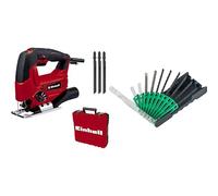 Einhell Set de sierra de calar TC-JS 80/1 (550W, 20mm de alt. de carrera, func. de carrera pendular, 80mm de profundidad en madera, 10mm en acero, 3000 min-1,) + Juego de 10 hojas de calar
