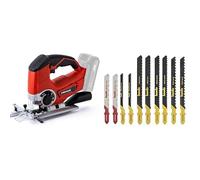 Einhell Sierra caladora con batería recargable - TE-JS 18/80 Li-Solo, sistema de 18V,2400 1/ min, profundidad de corte máx.80mm, suministro sin batería y sin cargador + Set de 10 hojas sierra de calar