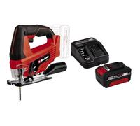 Einhell Sierra de calar a batería - TC-JS 18 Li Power X-Change, Li tio-Ion, 18 V, incluye hoja de sierra KWB para madera, carrera pendular conmutable, incluye 1 batería de 4.0Ah y cargador individual