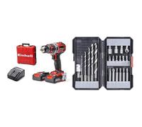 Einhell Taladro percutor atornillador inalámbrico TE-CD 18/50 Li-i BL Power X-Change (18V, motor sin escobillas, control electrónico del par, 2 baterías 2.0 Ah y cargador) + Set Brocas/ Puntas