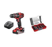 Einhell Taladro percutor con batería TE-CD 18/44 Li-i Power X-Change (18V, 44 Nm, función de perforación por percusión, portabrocas metálico de 13 mm, 2 velocidades) +Einhell M-Case 39P