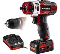 Einhell Taladro atornillador a batería TE-CD 12/1 X-Li (Li-Ion, caja cambios 2 veloc., portabrocas desmontable, electrónica veloc., LED, empuñadura suave, incl. 2,0 Ah batería + 45 min. cargador)