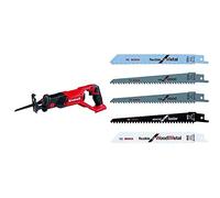Einhell TE-AP 18 Li -Sierra de sable inalámbrica, sistema de gestión de la batería, 18 V, carcasa con soportes de goma (ref. 4326300) & Bosch F016800307 Hojas de Sierra Intercambiables Set de 5 Piezas
