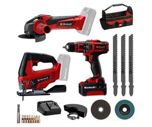 Einhell TE-TK 18/3 Li Kit JS+CD+AG Power X-Change 4257241: Juego de herramientas para bricolaje en estuche (4257241)